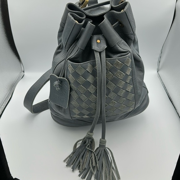 Gray Bali Elf Handmade Custom Leather Convertible Crossbody Backpack Grey - Picture 1 of 13